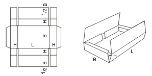 Схема сборки картонной коробки №412 типа «Пенал» с крышками на противоположных сторонах