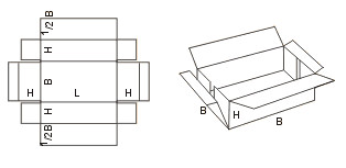 Сборка картонной коробки №415 типа «Пенал» с лепестками с четырех сторон
