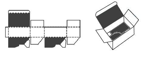 Схема самосборной картонной коробки с усиленным дном